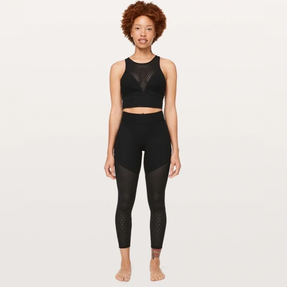 Lululemon Geo Bra *lululemon lab Longline Honeycomb Mesh in Black W2BGGS